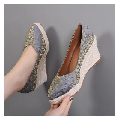 (purple, 35) Fashion High Heels Women Wedges Shoes Elegant Ladies Party Shoes Brand Women Pumps 