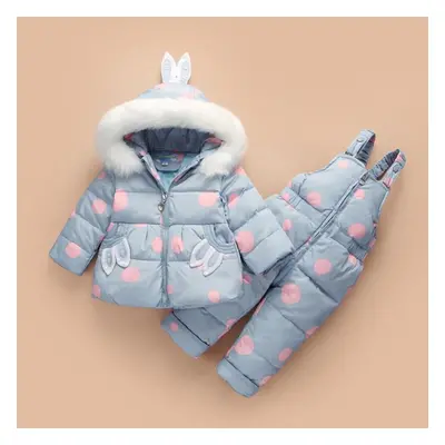 (grey, 80) -30 Kids Baby Thicken Warm Two-piece Suits Printed Casual Hooded Coat And Jumpsuit So