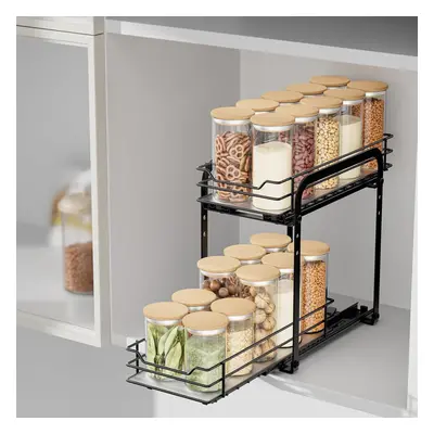 (L10.4*W5*H9inch-2 Tier, Tier) Pull Out Cabinet Organizer Spice Rack Double Layer Spice Rack Hei