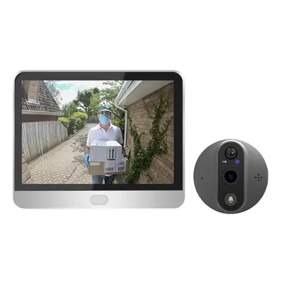 (silver) Wifi Door Peephole Viewer Night Vision Video Doorbell 1080p Camera Pir Motion Detection