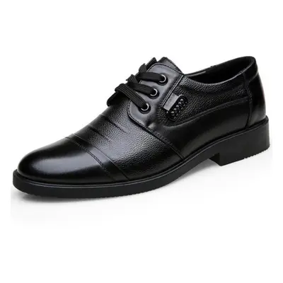 (blue, 44) Winter Men Genuine Leather Formal Business Shoes Male Office Work Oxfords Brand Plush