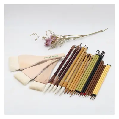 (twenty-four pieces) Meticulous Painting Set Chinese Watercolor Brush Weasel Hair Goat's Hair Pa