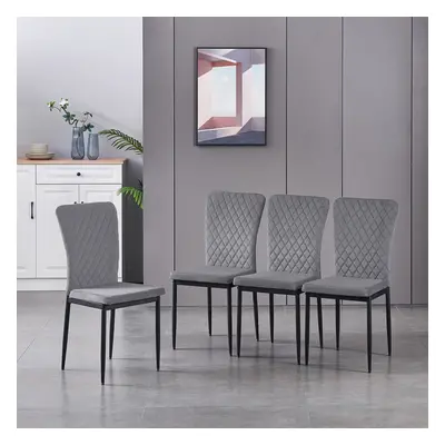 (Grey(velvet), pcs) 4/6 Dining Chairs High Back Velvet/PU Office