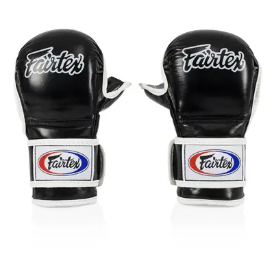 (Large) FAIRTEX FGV15 MMA LEATHER 7OZ SPARRING GLOVES - BLACK