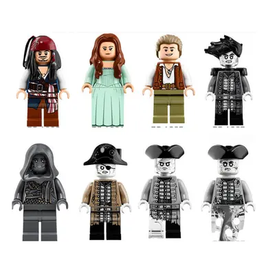 8PCS Pirates of the Caribbean Mini figure Building Blocks Kids Toys