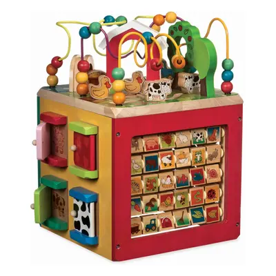 Battat - Wooden Activity Cube - Farm-Themed Activity Center - Educatio