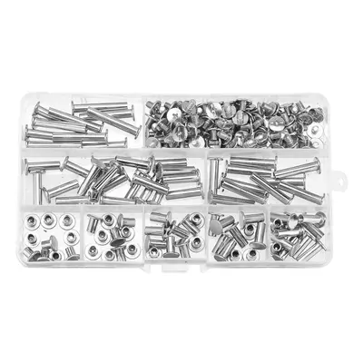 90 Sets M5 6-30mm Nickel Plating Phillips Chicago Binding Posts Stud Screws Rivet Button Bookbin