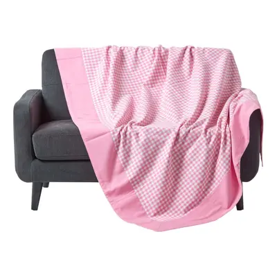 (Pink, x cm) Cotton Gingham Check Throw