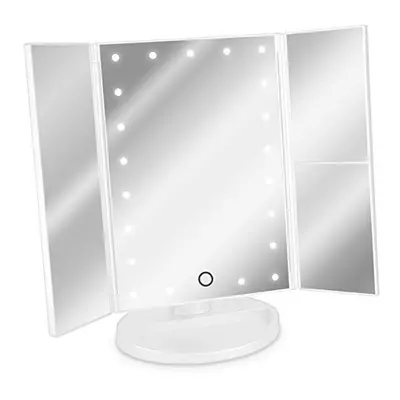 LED Foldable Cosmetic Mirror 2x 3x Magnifying Vanity Mirror Stand Tray Easy Storage Lighted Make