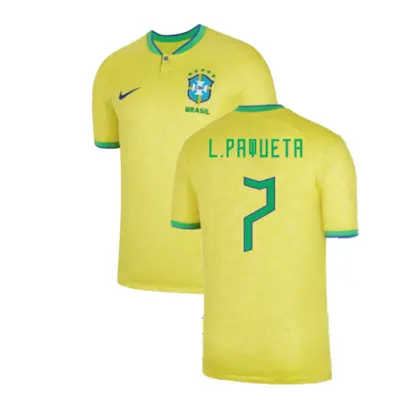 (XL) Brazil Home Shirt (L.PAQUETA 7)