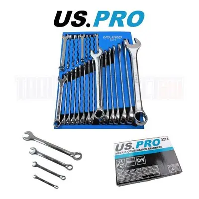 US PRO Tools 25pc Metric Combination Spanner Set - 32mm In Foam Tray