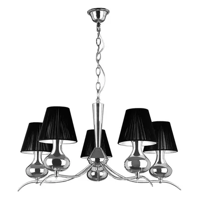 Premier Housewares E14 Small Edison Screw Arm Chrome Pendant Light, W - Black