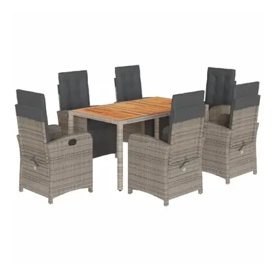 vidaXL Garden Dining Set Piece with Cushions Dining Chair Grey Poly Rattan