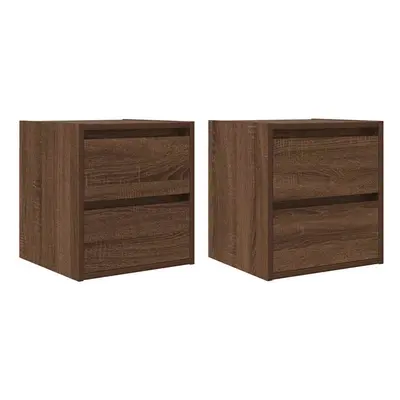 vidaXL Wall-mounted Bedside Cabinets pcs Brown Oak 38x34x40 cm bedside table