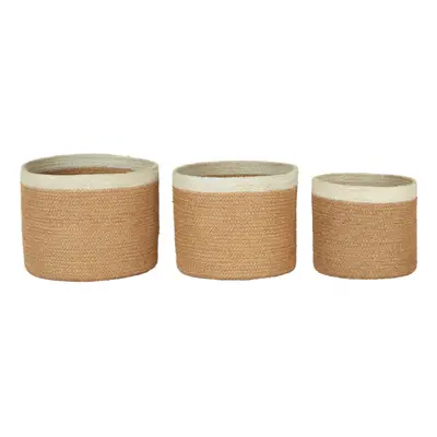 Premier Housewares Set of Three Jute Baskets with White Top