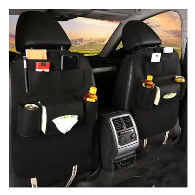 (Black) Style Auto Car Seat Back Multi Pocket Storage Bag Organizer Holder Accessory 56x40cm