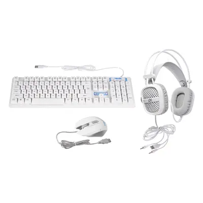 (White) Wired Keyboard & Mouse Set Keys RGB Backlight Mechanical Feeling Gaming Keyboard 2400DPI