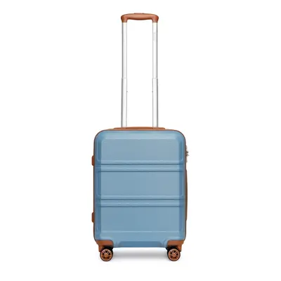 (20 inch) Grayish Blue And Brown ABS PCS Suitcase Set With Vanity