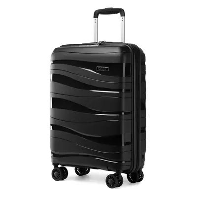 (Black, inch) One Or Four Pieces Lightweight PP Hard Shell Suitcase With TSA Lock