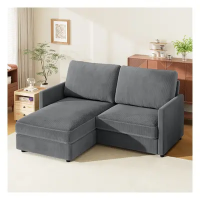 (Grey) Comfortable corner corduroy sofa for living room