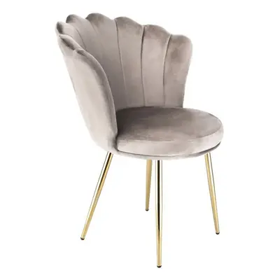 Genesis Mini Flora Accent Chair with Petal Back Scallop Armchair in Velvet - Taupe