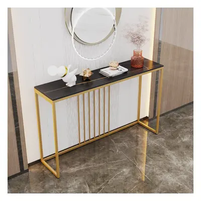 ( Black Top Golden Legs 120cm) Slim Narrow Hallway Marble Console Bar Table