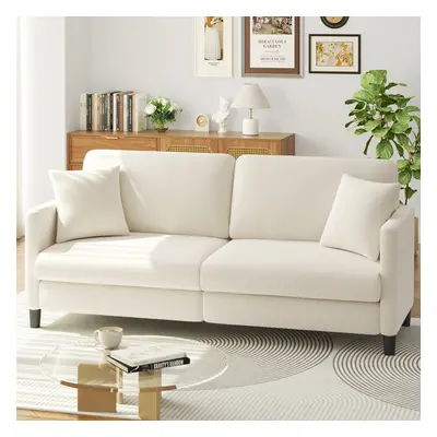 (Beige) Neche Three-seater Teddy Velvet sofa