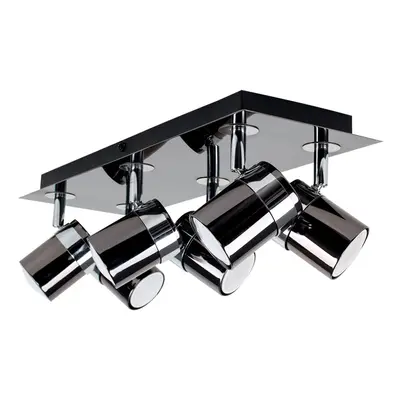 Modern Rectangular Way Adjustable Ceiling Spotlight in a Black Chrome Finish