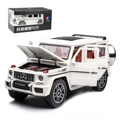 (white, 22*8.5*9.5cm) 1/24 Benz G63 Amg Model Car, Zinc Alloy Pull Back Toy Car With Sound And L