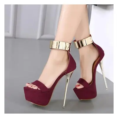 (red, 39) Eilyken New Design Buckle Strap Women Sandals Platform Extreme High Heels Shoes Stripp