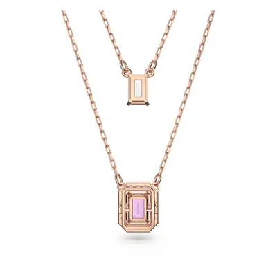 Swarovski Millenia Layered Octagon Cut Purple Rose Gold-Tone Plated Necklace