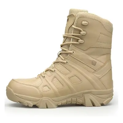 (khaki, 41) Men&apos;s Waterproof Anti-slip Tall Boots Desert Outdoor Hiking Boots Large Size Ta