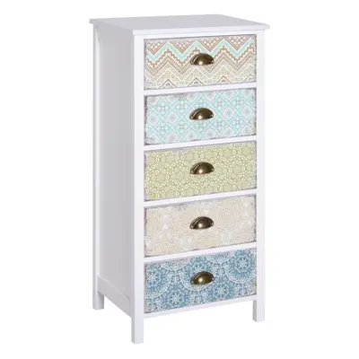 HOMCOM Storage Chest Unit Dresser Drawer Retro Style Wood White Entryway