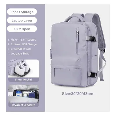 (purple) 35l Travel Backpack Large 15.6 Laptop Business Bag Multifunctional Usb Charging Mochila