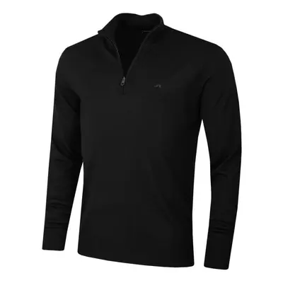 (M, Black) J.Lindeberg Mens Merino Blend Turtleneck 1/2 Zip Golf Sweater