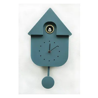 (Grey Blue) Cuckoo clock wall mounted cottage style modern design with bird sounds, exquisite an