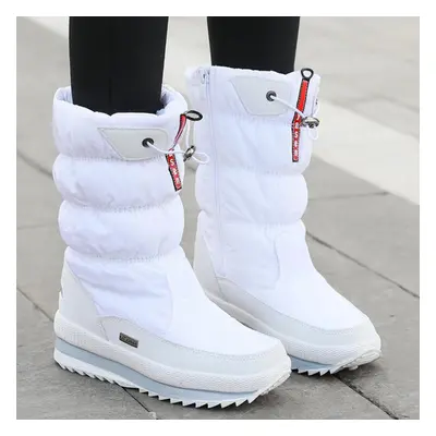 (white, 6) Women Snow Boots