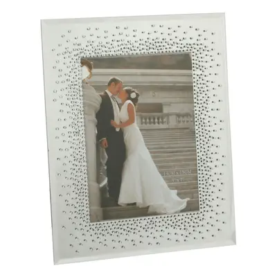 Wedding Mirror Glass Photo Frame with Glitter Starburst Boarder - 5" x 7"