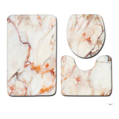 (Type D) 3PCS Marble Toilet Floor Door Bathroom Carpet Pedestal Rug Lid Cover Bath