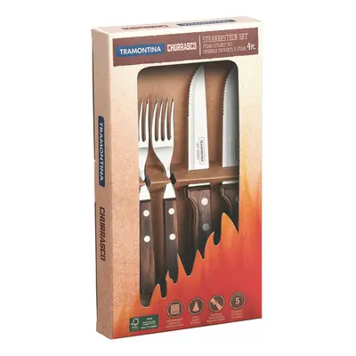 Tramontina Steak Knife & Fork Piece Cutlery Set Churrasco Wood Knives