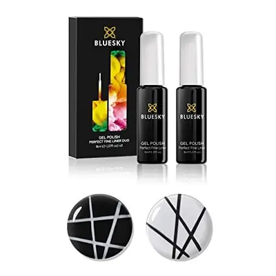 Gel Polish, Fine Liner Nail Art Gel Polish Duo - Black & White set, Gel Art Paint, x 8g Fine Lin