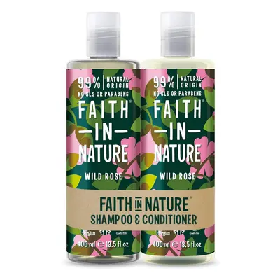 Faith In Nature Natural Wild Rose Shampoo and Conditioner Set, Restoring, Vegan & Cruelty Free, 