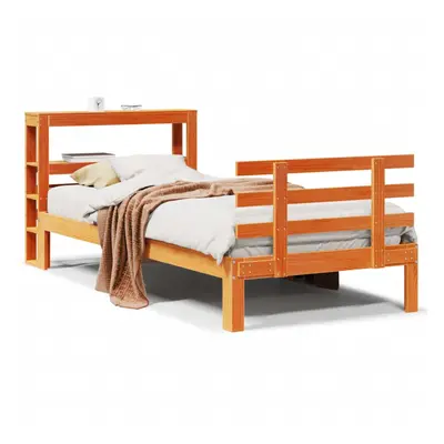 vidaXL Bed Frame with Headboard Bed Base Wax Brown 90x200 cm Solid Wood Pine