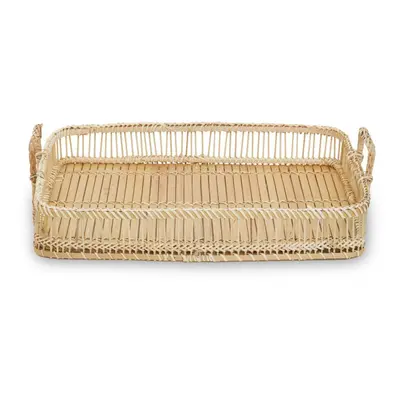 RECTANGULAR NATURAL RATTAN AND BAMBOO TRAY