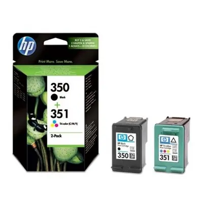 HP 350/351 Tri-colour & Black Ink Cartridges - Twin Pack, Black