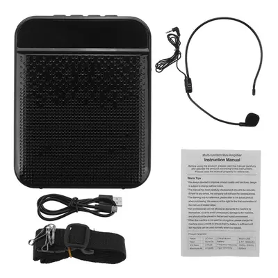 (Black) Bluetooth Voice Amplifier Speaker Portable Multifunctional Loudspeaker with Personal Mic