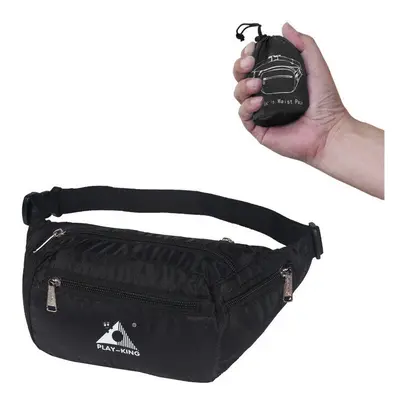 (Black) Outdoor Running Travel Waist Bag Waterproof Foldable Fanny Pack For Men Women Jogging Gy