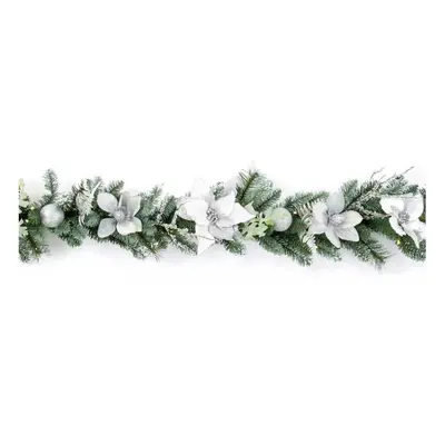 Premier Decorations 6ft Pre-Lit Poinsettia Christmas Garland