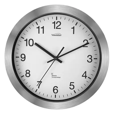 Youshiko Radio Controlled Wall Clock (Official UK & Ireland Version), Premium Quality, Silver Bo