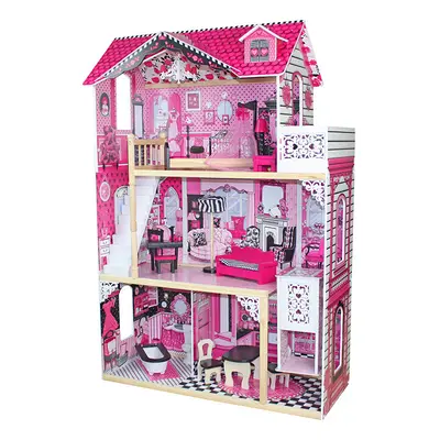 (Design 4) Wooden Kids Doll House All in With Furniture & Staircase Best Dolls Role play